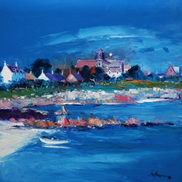 Evening moonrise on the Abbey Iona 30x30